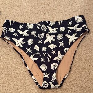 Navy Seashell Print Bikini Bottoms